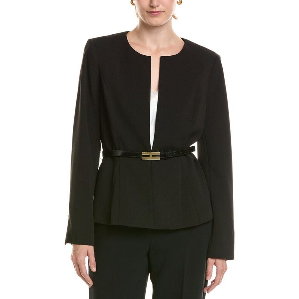 Halston Womens Belted Topper, Black